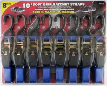 1"X10' 1200# RATCHET STRAP 8PK