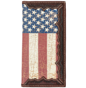 USA FLAG W/TAN EDGE RODEO WALLET