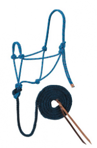 DIAMOND ROPE HALTER & LEAD BLUE