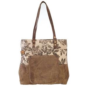 FLORAL TOTE W/FRONT POCKET