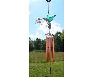 HUMMINGBIRD/PINK FLOWER CHIME SM