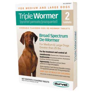 TRIPLE WORMER MED/LG DOG 2CT