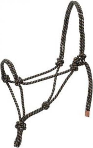 ROPE HALTER, BLACK/TAN/WHITE