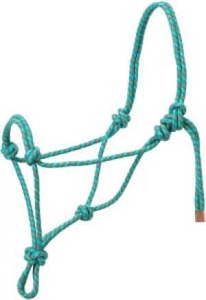 ROPE HALTER, TEAL/GRAY/ORANGE