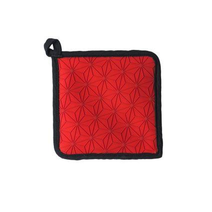 SILICONE/FABRIC POT HOLDER RED