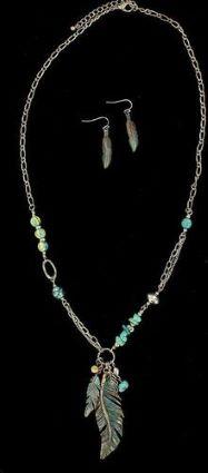 BR NECKLACE SET PATINA FTHR TQ