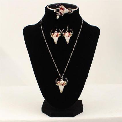 BR JEWELRY SET COW SKULL FLORAL