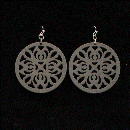 EARRINGS ROUND CUTOUT GRAY