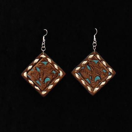 EARRINGS EMBOSSED LEATHER TQ