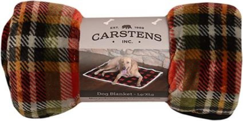 LG DOG BLANKET RUST PLAID WHITE