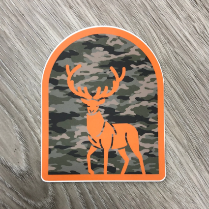 CAMO ORANGE DEER STICKER