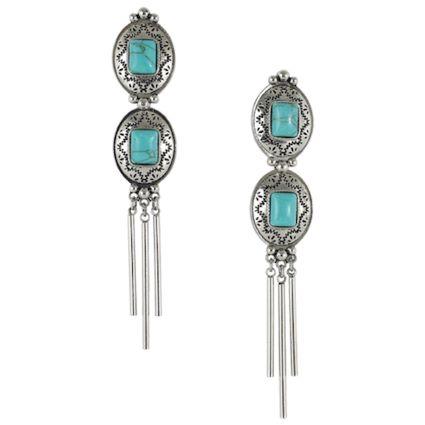 EARRINGS DOUBLE CONCHO TURQUOISE