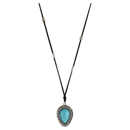 NECKLACE TERDROP TURQUOISE SUEDE