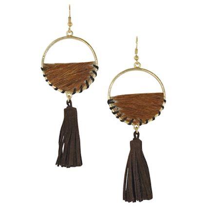 EARRINGS BRINDLE W SUEDE TASSLES