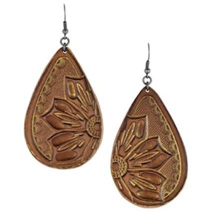 EARRINGS TOOLED SADDLE TAN