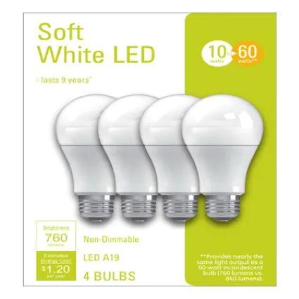 4PK 10W SW A19 BULB