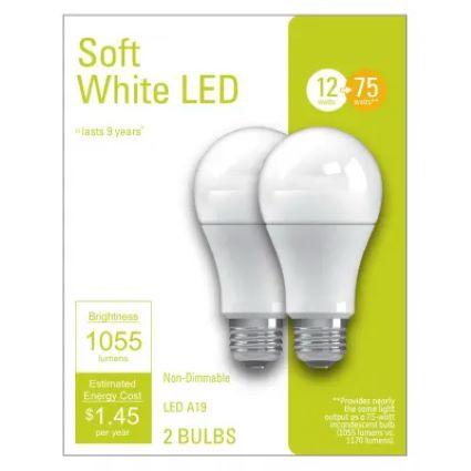 GE 2PK 12W SW A19 BULB