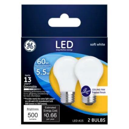 GE 2PK 5.5W SW A15 BULB