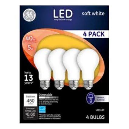 GE 4PK 5W SW A19 BULB