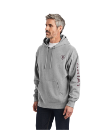 MNS ARIAT LOGO HOODIE HTHR GREY