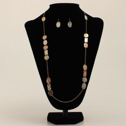 BR HAMMERED NECKLACE ER SET