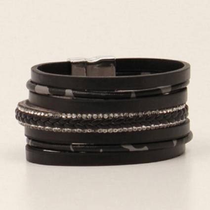 BR BEADED STACKED BRACELET BLK