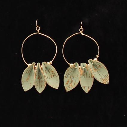 BR HOOP FEATHER EARRINGS