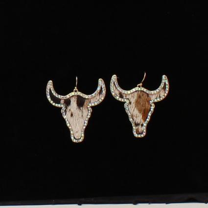 CALF HAIR STEER HEAD EARRINGS