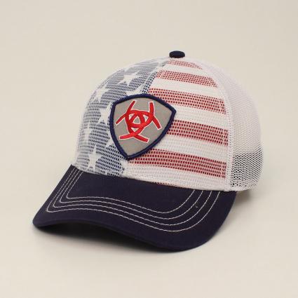 ARIAT MENS USA FLAG SHIELD CAP