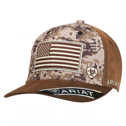 ARIAT MENS BROWN CAMO FLAG CAP