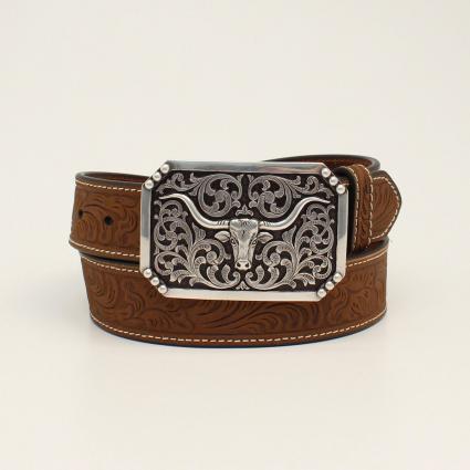 1 1/2" EMBOSSED LONGHORN BELT