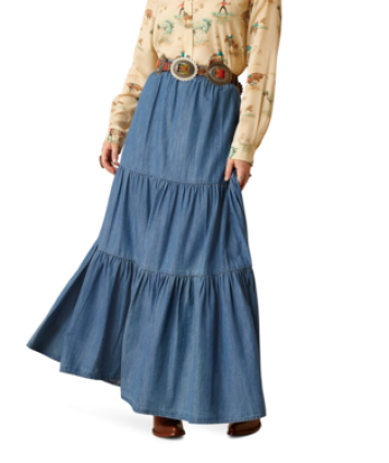 LONG CHAMBRAY TIER SKIRT