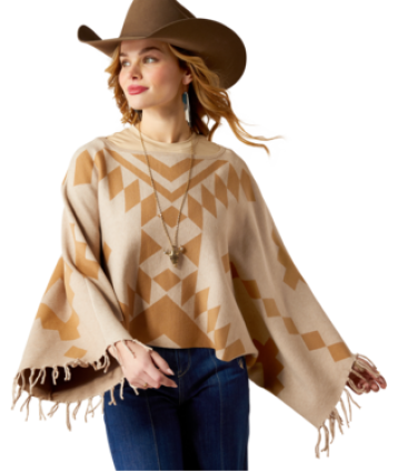 SUNSET CHIC SWEATER PONCHO OAT