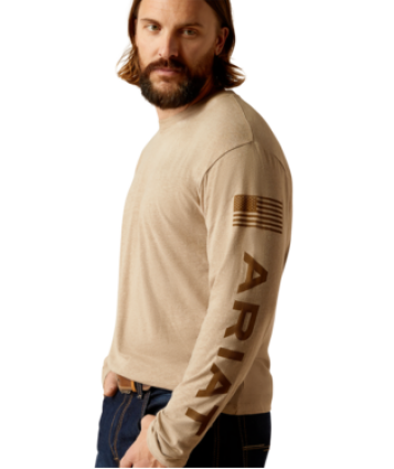 ARIAT ELEVATED V2 LS TEE OATMEAL