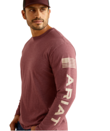 ARIAT ELEVATED V2 LS TEE BURGNDY