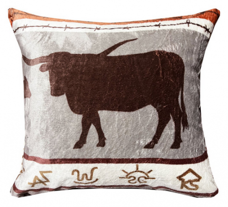 LONGHORN PLUSH SHERPA PILLOW