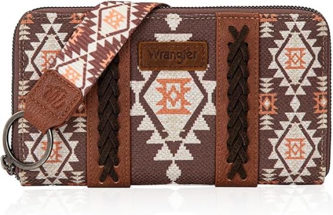 WRANGLER AZTEC WRIST WLT COFFEE