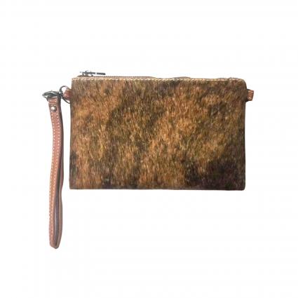 MW HAIR ON HIDE CLUTCH BROWN