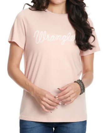 WRANGLER SCRIPT SS TEE PEACH