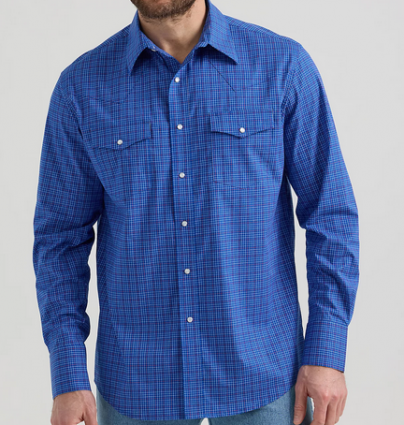 WRINKLE RESIST PLAID BLUE