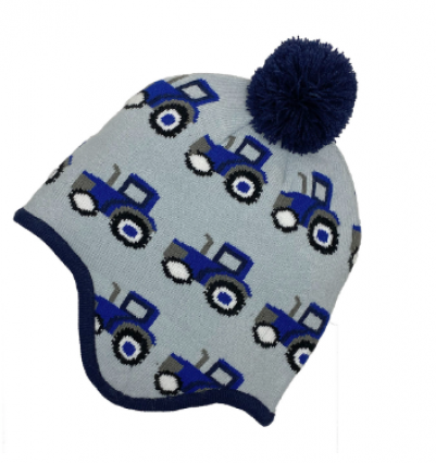 KIDS TRACTOR KNIT PERUVIAN POM