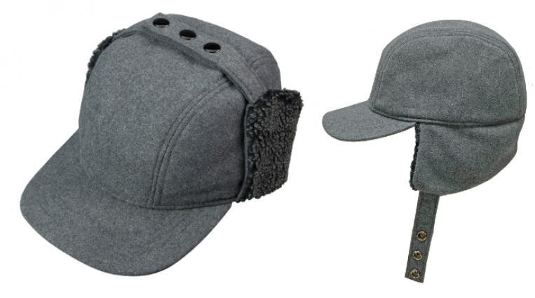 FLEECE LINED CAP W/FLAPS GREY LG