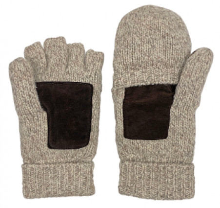 WOOLY FLIP TOP GLOVES OATML/HTHR