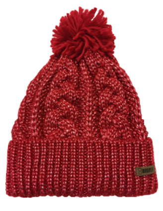 SHIMMER FLEECE LINED POM HAT RED