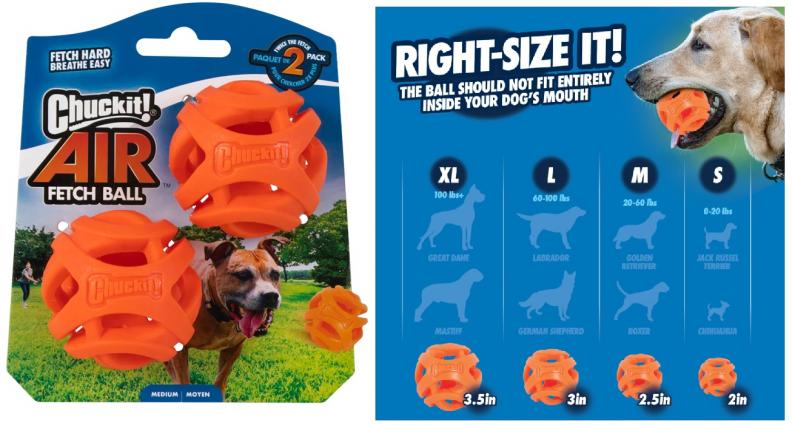 CHUCK IT AIR FETCH BALL SM 2PK