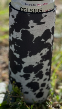 BLACK COW PRINT TALL COOZIE