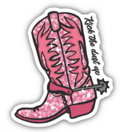 KICK THE DUST PINK BOOT STICKER