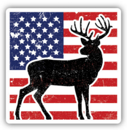 RED BLUE DEER FLAG STICKER