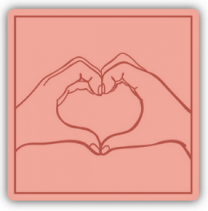 HEART HANDS SQUARE STICKER