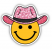 SPARKLY PINK HAT SMILEY STICKER